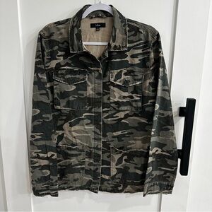 Lulus Blaine Green Camo Print Utility Jacket XL 100% Cotton NWOT